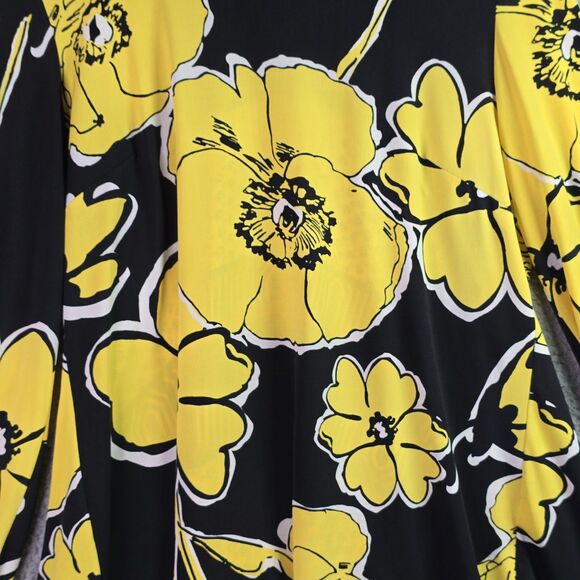 MSK Dopamine Tunic Roomy Yellow Floral Patchwork Jersey High Low Statement Flowy - Picture 14 of 16